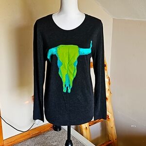 Crazy Train long sleeve t-shirt with skull